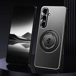 For Samsung Galaxy S25 5G Rotating Holder Frosted Metal Phone Case(Black)