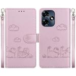 For Infinix Hot 30 4G Cute Cats RFID Leather Phone Case(Rose Gold)