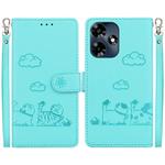 For Infinix Hot 30 4G Cute Cats RFID Leather Phone Case(Green)