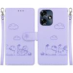 For Infinix Hot 30 4G Cute Cats RFID Leather Phone Case(Purple)