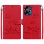 For Infinix Hot 30 4G Cute Cats RFID Leather Phone Case(Red)