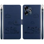 For Infinix Hot 30 4G Cute Cats RFID Leather Phone Case(Blue)