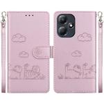 For Infinix Hot 30 Play Cute Cats RFID Leather Phone Case(Rose Gold)