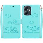 For Infinix Hot 30 Play Cute Cats RFID Leather Phone Case(Green)