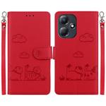 For Infinix Hot 30 Play Cute Cats RFID Leather Phone Case(Red)