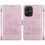 For Infinix Hot 30i Cute Cats RFID Leather Phone Case(Rose Gold)