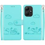 For Infinix Hot 30i Cute Cats RFID Leather Phone Case(Green)
