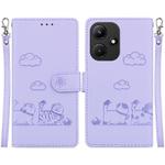 For Infinix Hot 30i Cute Cats RFID Leather Phone Case(Purple)