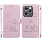 For Infinix Hot 40 / 40 Pro Cute Cats RFID Leather Phone Case(Rose Gold)