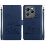 For Infinix Hot 40 / 40 Pro Cute Cats RFID Leather Phone Case(Blue)