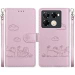 For Infinix Note 40 Pro 5G / 4G Cute Cats RFID Leather Phone Case(Rose Gold)