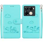 For Infinix Note 40 Pro 5G / 4G Cute Cats RFID Leather Phone Case(Green)