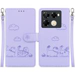 For Infinix Note 40 Pro 5G / 4G Cute Cats RFID Leather Phone Case(Purple)