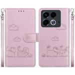 For Infinix Note 40 4G Cute Cats RFID Leather Phone Case(Rose Gold)