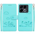 For Infinix Note 40 4G Cute Cats RFID Leather Phone Case(Green)