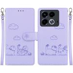 For Infinix Note 40 4G Cute Cats RFID Leather Phone Case(Purple)