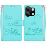 For Infinix Smart 7 HD Cute Cats RFID Leather Phone Case(Green)