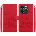 For Infinix Smart 8 / 8 HD / Hot 40i Cute Cats RFID Leather Phone Case(Red)