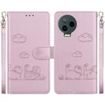 For Infinix Note 12 Pro 4G / Note 12 Cute Cats RFID Leather Phone Case(Rose Gold)