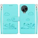 For Infinix Note 12 Pro 4G / Note 12 Cute Cats RFID Leather Phone Case(Green)