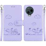 For Infinix Note 12 Pro 4G / Note 12 Cute Cats RFID Leather Phone Case(Purple)
