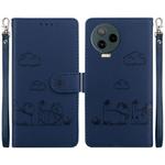 For Infinix Note 12 Pro 4G / Note 12 Cute Cats RFID Leather Phone Case(Blue)