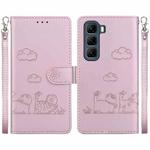 For Infinix Hot 50 4G Cute Cats RFID Leather Phone Case(Rose Gold)