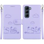 For Infinix Hot 50 4G Cute Cats RFID Leather Phone Case(Purple)