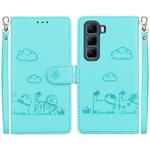 For Infinix Hot 50 5G Cute Cats RFID Leather Phone Case(Green)