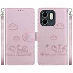 For Infinix Hot 50i / Smart 9 Cute Cats RFID Leather Phone Case(Rose Gold)