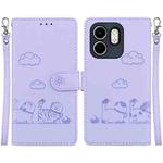 For Infinix Hot 50i / Smart 9 Cute Cats RFID Leather Phone Case(Purple)