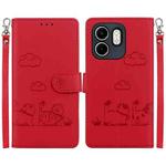 For Infinix Hot 50i / Smart 9 Cute Cats RFID Leather Phone Case(Red)