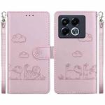 For Infinix Note 40 5G Cute Cats RFID Leather Phone Case(Rose Gold)