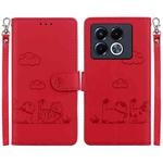 For Infinix Note 40 5G Cute Cats RFID Leather Phone Case(Red)