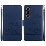 For Infinix Hot 50 Pro 4G Cute Cats RFID Leather Phone Case(Blue)