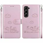 For Infinix Hot 50 Pro+ 4G Cute Cats RFID Leather Phone Case(Rose Gold)