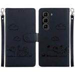 For Infinix Hot 50 Pro+ 4G Cute Cats RFID Leather Phone Case(Black)