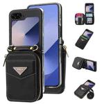 For Samsung Galaxy Z Flip6 POLA Multi-Card Slots Zipper Wallet Phone Case(Black)