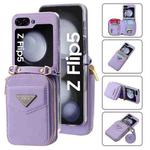 For Samsung Galaxy Z Flip5 POLA Multi-Card Slots Zipper Wallet Phone Case(Purple)