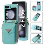 For Samsung Galaxy Z Flip5 POLA Multi-Card Slots Zipper Wallet Phone Case(Blue)