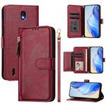 For Nokia C01 Plus / C1 2nd Edition Multi-Card Slots Zipper Wallet Leather Phone Case(Dark Red)
