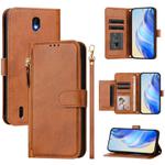 For Nokia C01 Plus / C1 2nd Edition Multi-Card Slots Zipper Wallet Leather Phone Case(Brown)