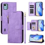 For Nokia C12 Multi-Card Slots Zipper Wallet Leather Phone Case(Purple)