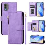 For Nokia C32 Multi-Card Slots Zipper Wallet Leather Phone Case(Purple)
