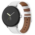 For Google Pixel Watch 3 45mm Round Tail Genuine Leather Watch Band(White)