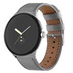 For Google Pixel Watch 3 45mm Round Tail Genuine Leather Watch Band(Grey)