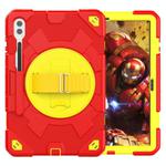 For Samsung Galaxy Tab S10+ / S9+ / S9 FE+ Spider Hand Grip Turntable Stand Tablet Case(Yellow Red)