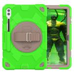 For Samsung Galaxy Tab S10+ / S9+ / S9 FE+ Spider Hand Grip Turntable Stand Tablet Case(Coffee Green)