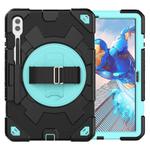 For Samsung Galaxy Tab S10+ / S9+ / S9 FE+ Spider Hand Grip Turntable Stand Tablet Case(Black Light Blue)