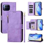 For T-Mobile REVVL 7 Pro 5G Multi-Card Slots Zipper Wallet Leather Phone Case(Purple)